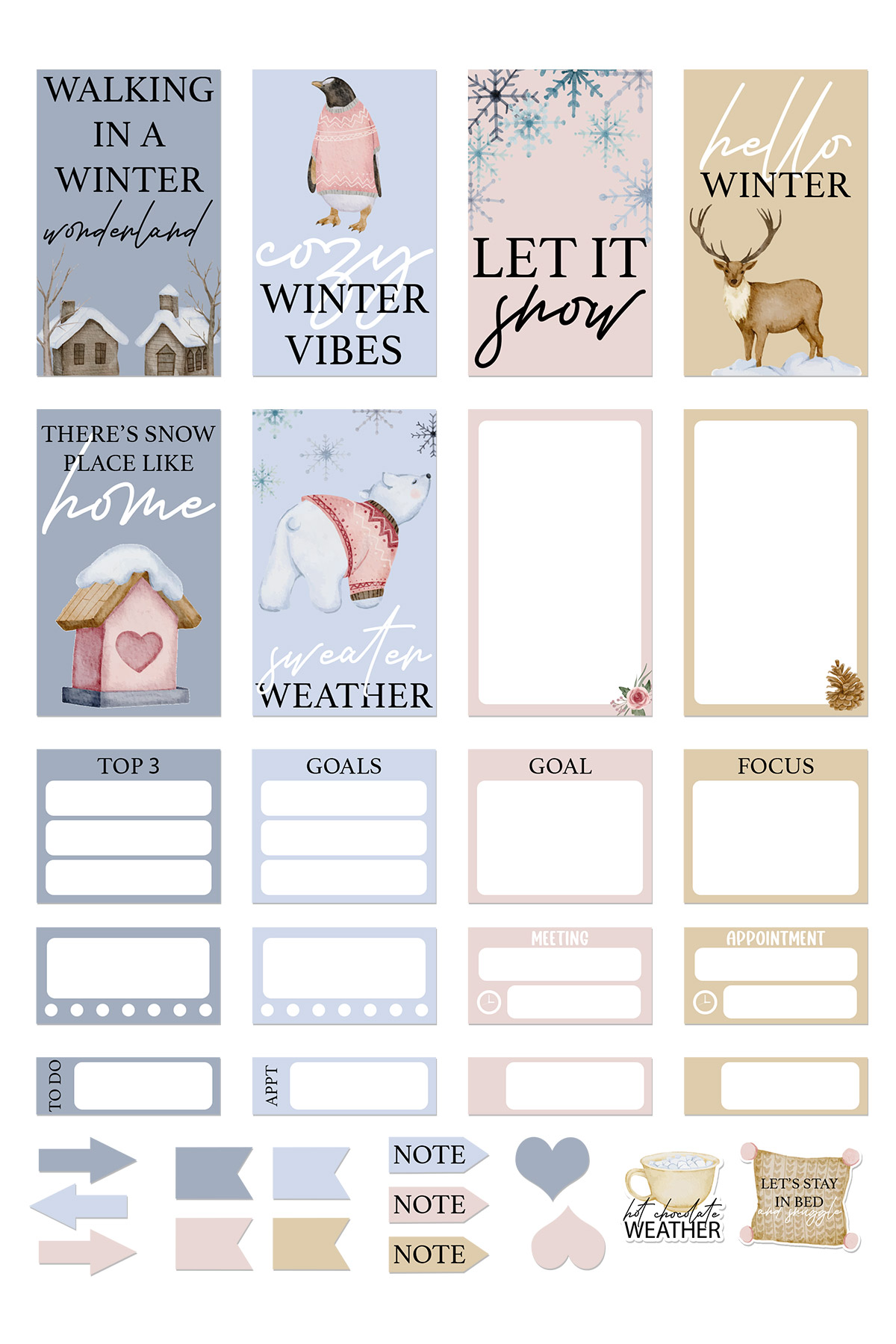 free winter planner stickers: printable & digital files